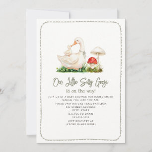 Invitación Fiesta de Bebé Silly Goose Mushroom Mama Verde