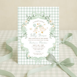 Invitación Fiesta de Bebé Silly Goose Verde Salvia Neutral en