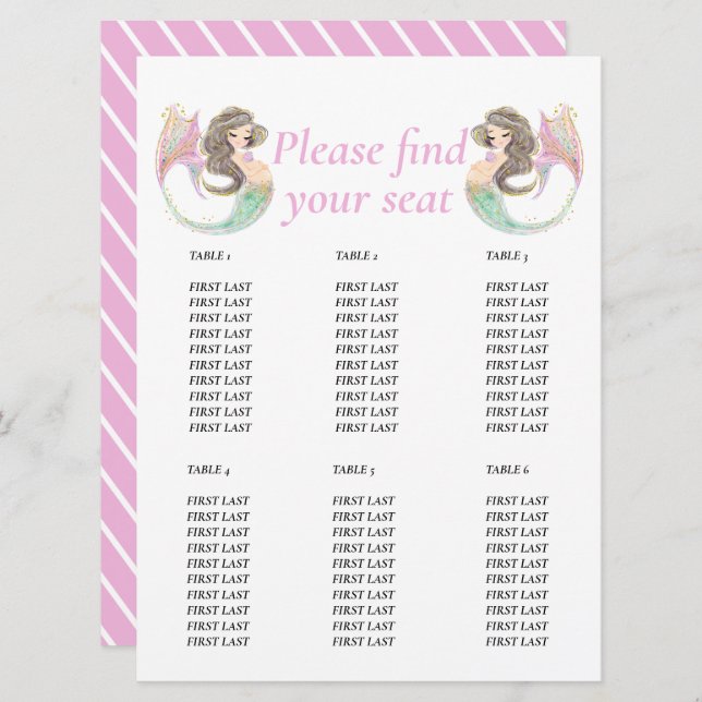 Invitación Fiesta de bebé sirena bajo el mar (Anverso / Reverso)