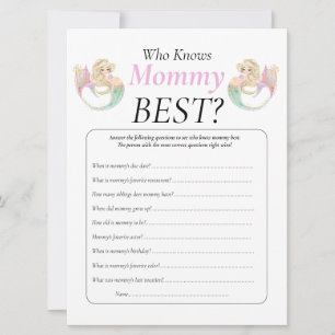 Invitación Fiesta de Bebé Sirena. Quién Sabe poka puntos