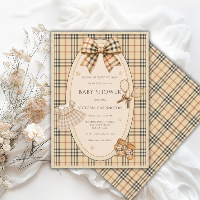 Invitación Fiesta de Bebé Sirviendo Amor de Cuadros Marrones  (Subido por el creador)