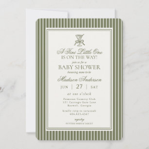 Invitación Fiesta de Bebé Striped Baby Shower Olive Martini T