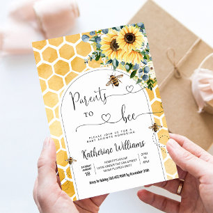 Invitación Fiesta de Bebé Tema Abeja de Miel Padres a Ser