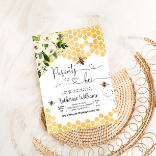 Invitación Fiesta de Bebé Tema Abeja de Miel Padres a Ser
