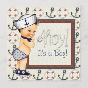 Invitación Fiesta de bebé tema náutico para pequeño marinero