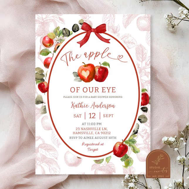 Invitación Fiesta de bebé toile de manzana otoño (Subido por el creador)