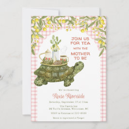 Invitación Fiesta de Bebé Tortuga de Té del Jardín Rojo 007