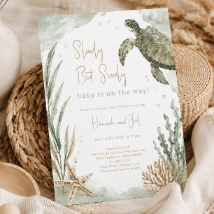 Invitación Fiesta de Bebé Tortuga Marina Neutral Boho