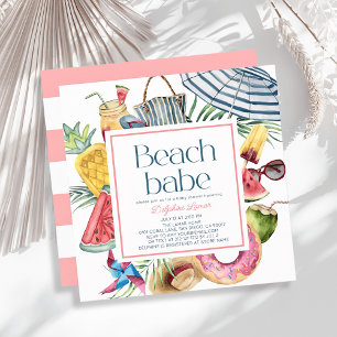 Invitación Fiesta de Bebé Tropical Playa Babe Paraguas