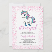 Fiesta de bebé unicornio de acuarela rosa adorable