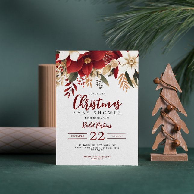 Invitación Fiesta de Bebé Unisex Bayas de Piña de Navidad (Subido por el creador)