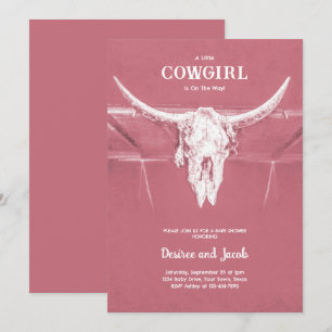 Invitación Fiesta de Bebé Vaquera Dusty Pink Western Country