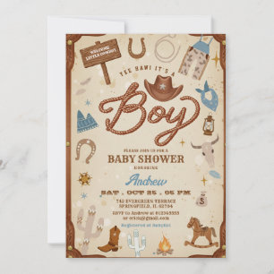 Invitación Fiesta de Bebé Vaquero del Rancho Rodeo del Oeste