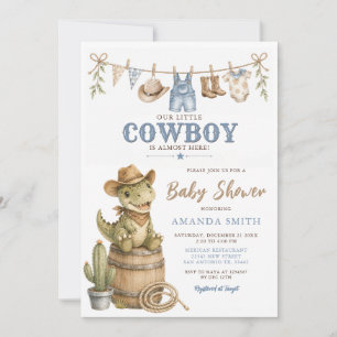 Invitación Fiesta de Bebé Vaquero Dinosaurio