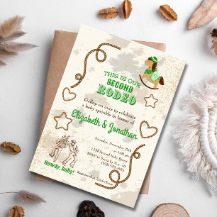 Invitación Fiesta de Bebé Vaquero Rodeo Verde Bienvenido Baño