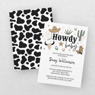 Invitación Fiesta de Bebé Vaquero Verde y Caqui Howdy Baby