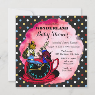 Invitación Fiesta de Bebé Vintage Alicia en el País de las Ma