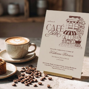 Invitación Fiesta de Bebé Vintage Café Bébé Francés