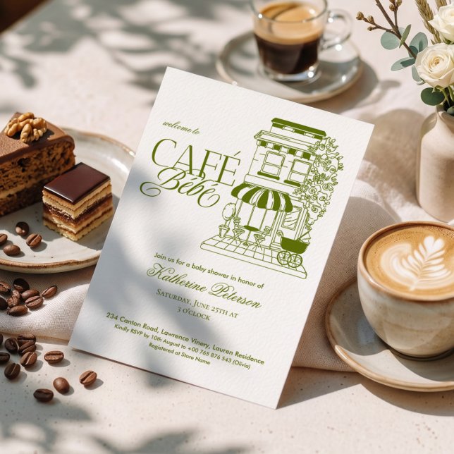 Invitación Fiesta de Bebé Vintage Café Bébé Francesita (Subido por el creador)