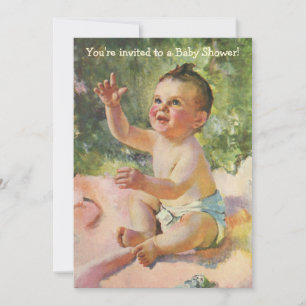 Invitación Fiesta de Bebé Vintage, Niña Bebé Infantil Femenin