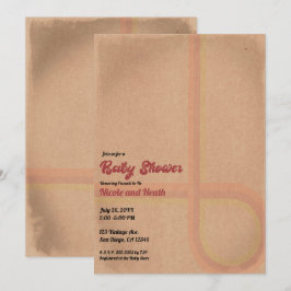 Invitación Fiesta de Bebé Vintage Retro Grunge Años 60 70