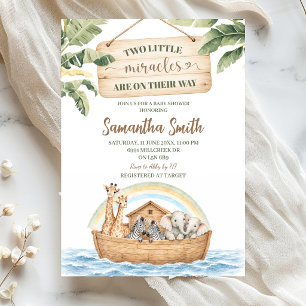 Invitación Fiesta de Bebés Gemelos 'Arca de Noé Dos Pequeños