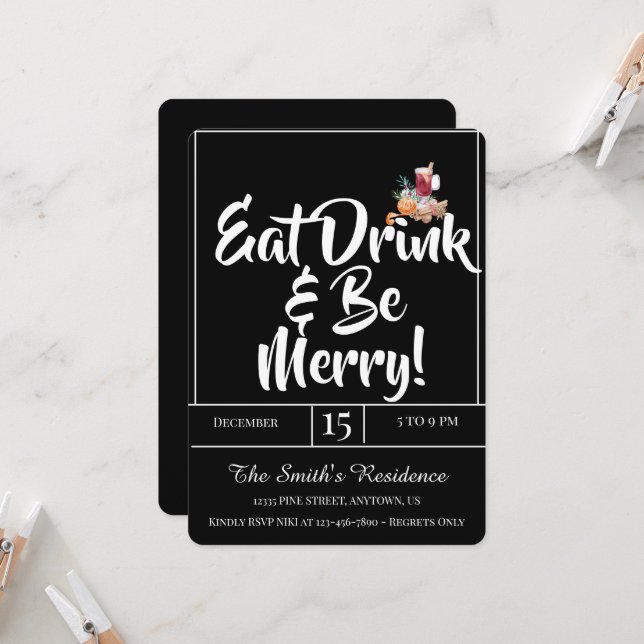 Invitación ¡Fiesta De Bebidas Cuestas Festividades, Come Y Sé (Anverso/Reverso In Situ)