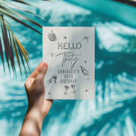 Invitación fiesta de bebidas de 30 años dibujado a mano