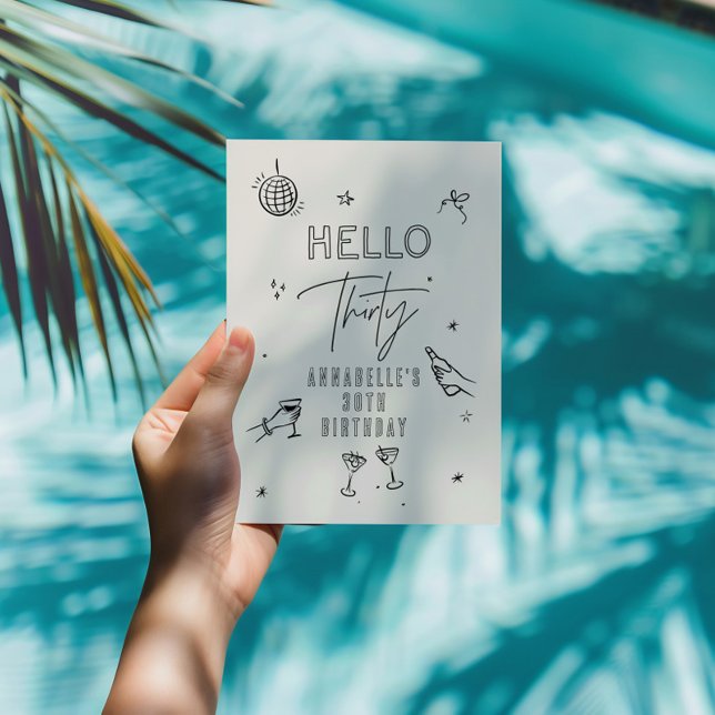 Invitación fiesta de bebidas de 30 años dibujado a mano (Subido por el creador)