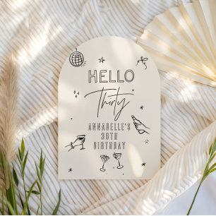 Invitación fiesta de bebidas de 30 años dibujado a mano