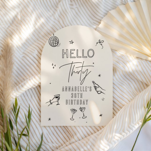 Invitación fiesta de bebidas de 30 años dibujado a mano (Subido por el creador)