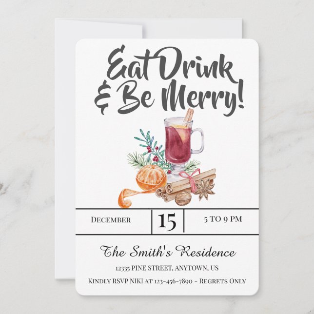 Invitación ¡Fiesta de bebidas festivas come y sé moro! (Anverso)