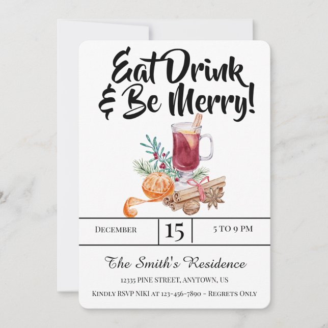 Invitación ¡Fiesta de bebidas festivas come y sé moro! (Anverso)