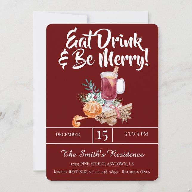 Invitación ¡Fiesta de bebidas festivas come y sé moro! (Anverso)