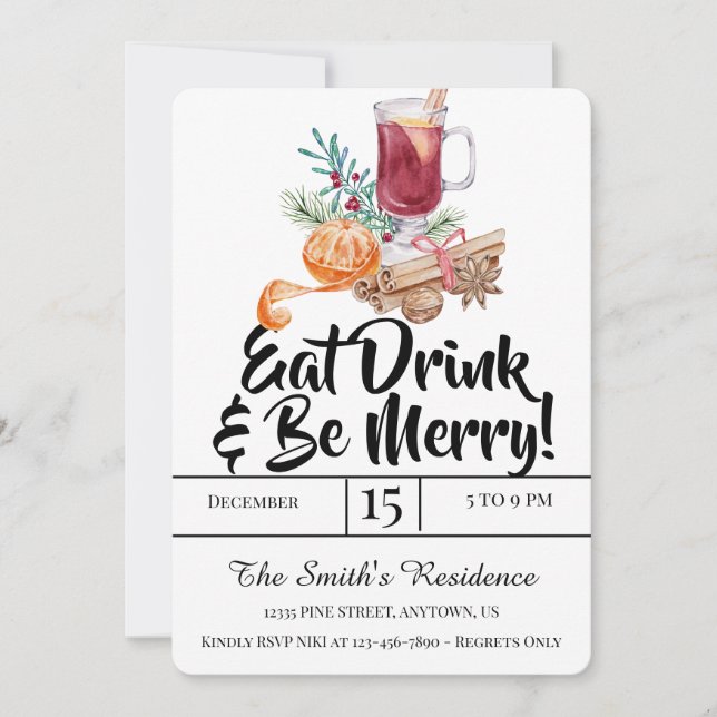 Invitación ¡Fiesta de bebidas festivas come y sé moro! (Anverso)