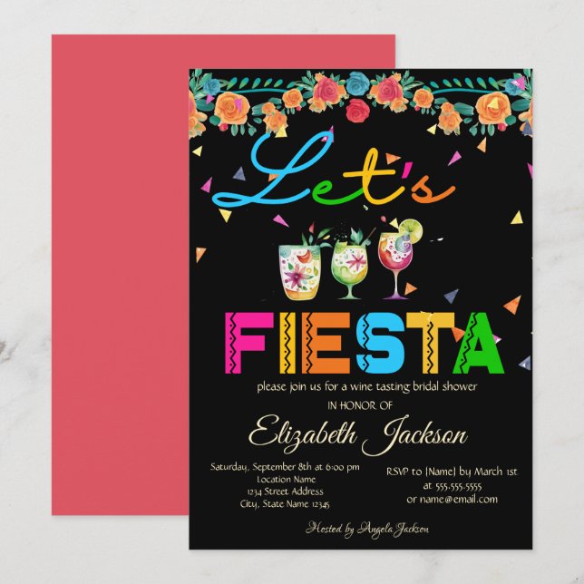 Invitación Fiesta de Bebidas Mexicanas para Despedida de Solt (Anverso / Reverso)