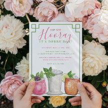 Fiesta de bebidas Mint Julep de Derby con acuarela