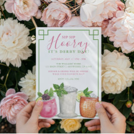 Invitación Fiesta de bebidas Mint Julep de Derby con acuarela