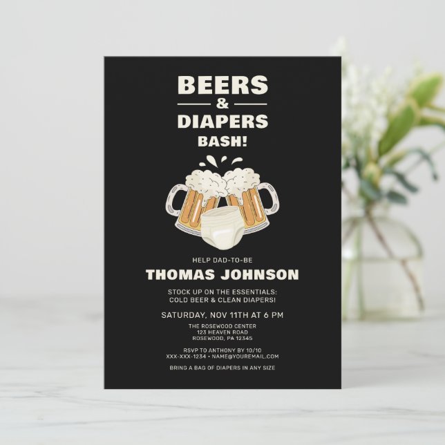 Invitación Fiesta de Beer and Diaper Bash (Anverso de pie)