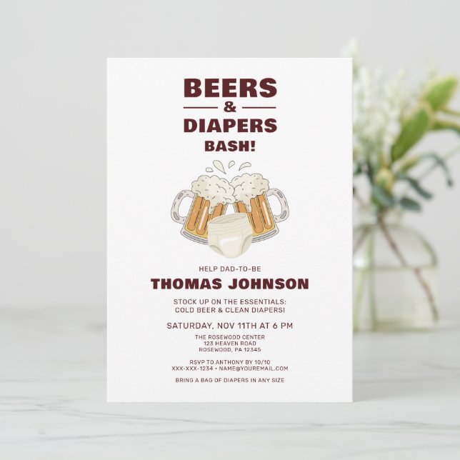 Invitación Fiesta de Beer and Diaper Bash (Anverso de pie)