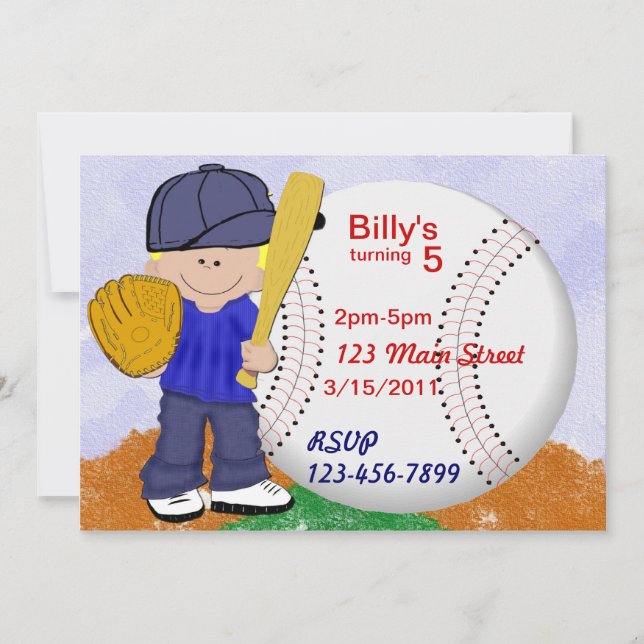 Invitación Fiesta de béisbol (Anverso)