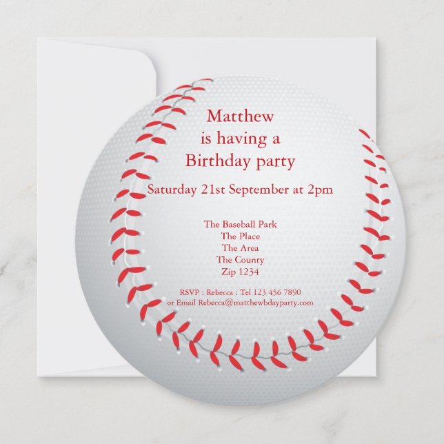 Invitación Fiesta de béisbol (Anverso)