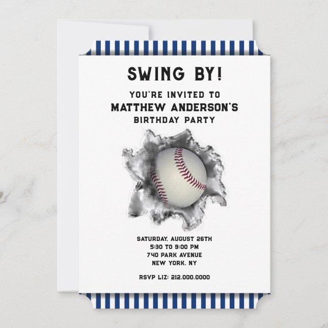 Invitación Fiesta de béisbol (Anverso)