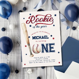 Invitación Fiesta de beisbol de primer cumpleaños de Rookie o