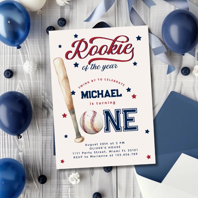 Invitación Fiesta de beisbol de primer cumpleaños de Rookie o (Subido por el creador)