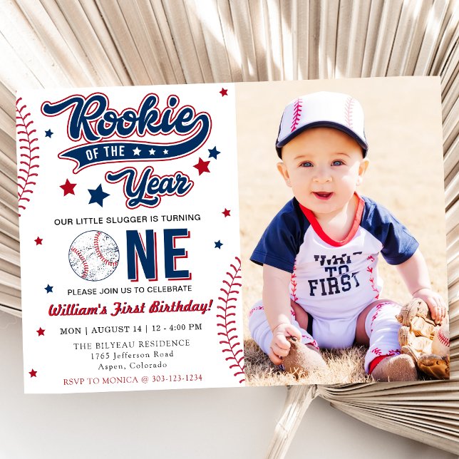 Invitación Fiesta De Béisbol De Primer Cumpleaños De Rookie O (Subido por el creador)