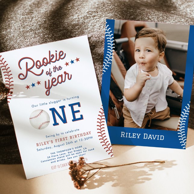Invitación Fiesta de beisbol de primer cumpleaños de Rookie o (Subido por el creador)