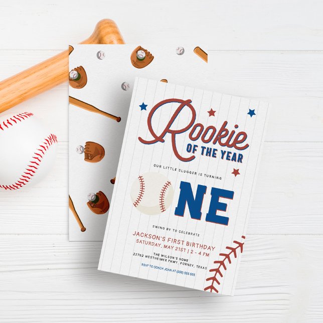 Invitación Fiesta de beisbol de primer cumpleaños de Rookie o (Subido por el creador)