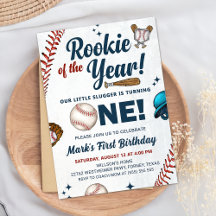 Fiesta de beisbol de primer cumpleaños de Rookie o
