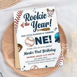 Invitación Fiesta de beisbol de primer cumpleaños de Rookie o